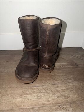 UGG Chocolate Brown Shearling-Lined Mid Calf Boots